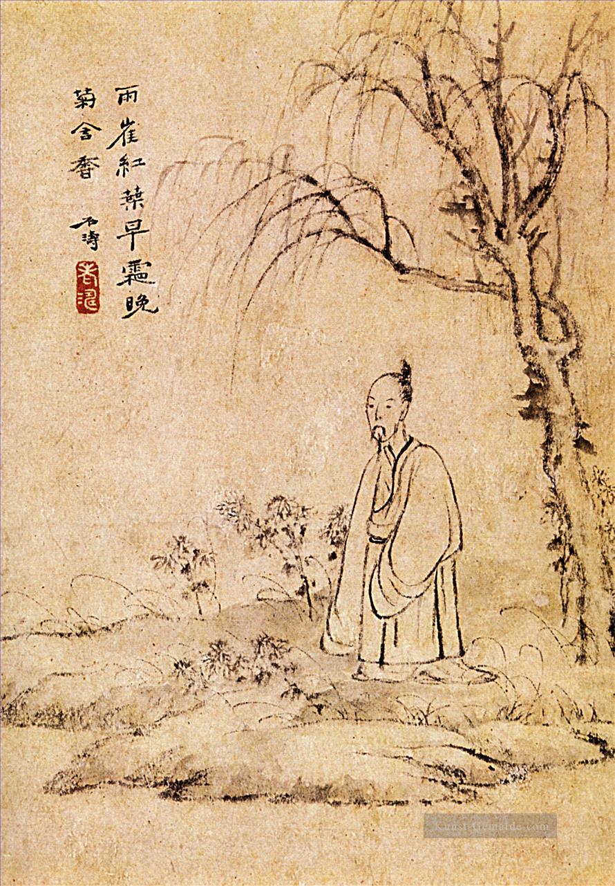 Shitao Mann allein 1707 alte China Tinte Ölgemälde